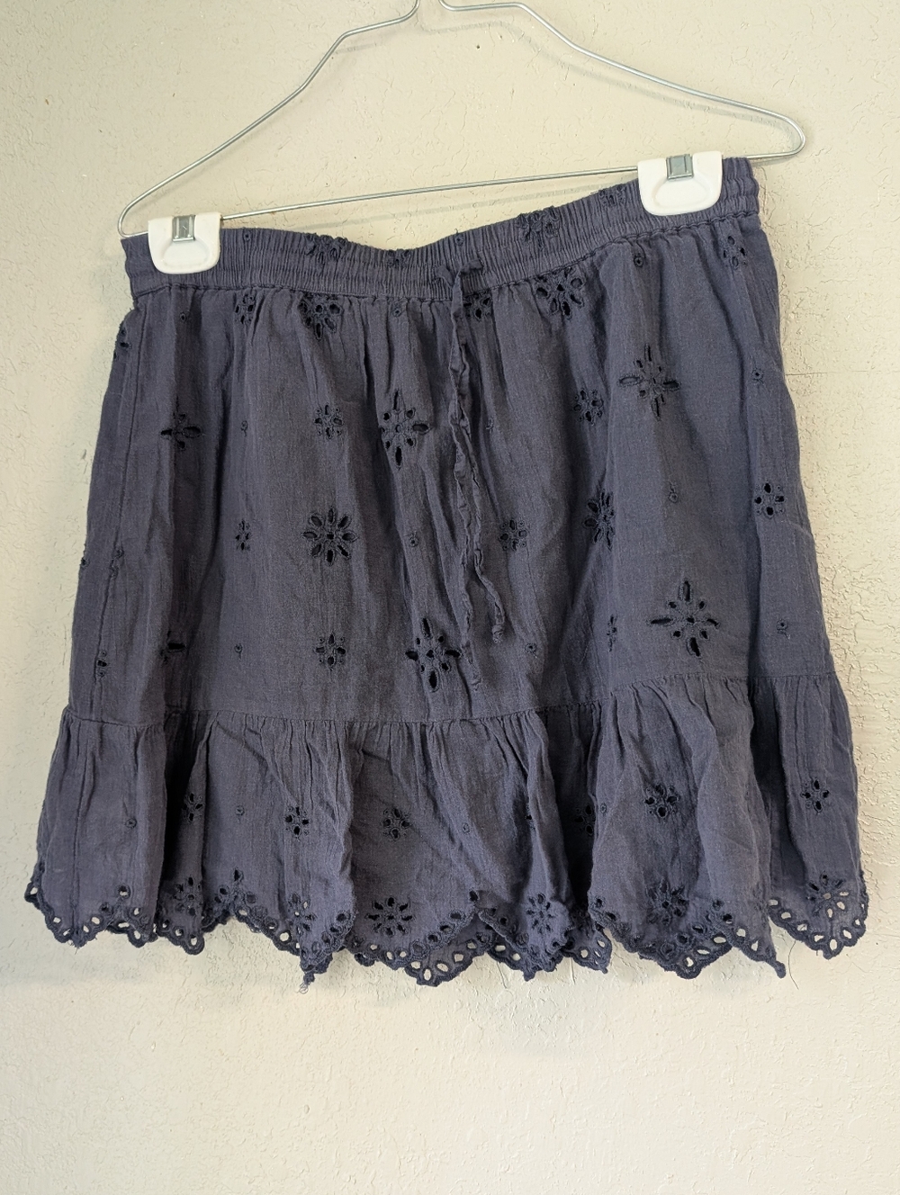Aerie Eyelet Ruffle Mini Skirt M Fairy Dainty Coquette Boho Coastal Cottagecore